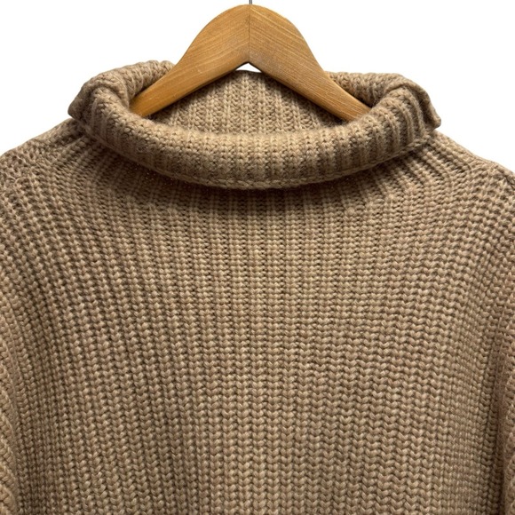 Anine Bing Sweaters - Anine Bing Womens Medium Relaxed Brown Alpaca/Wool Turtle Knit Open Knit Sweater